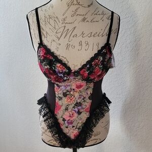 NWT Vintage Floral Lace Teddy Lingerie
